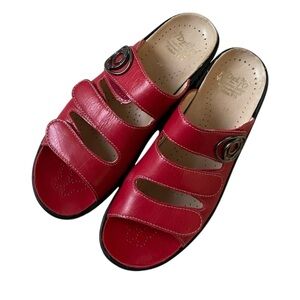 FIDELIO Women’s Fabia Red Leather Slide Sandals 39
